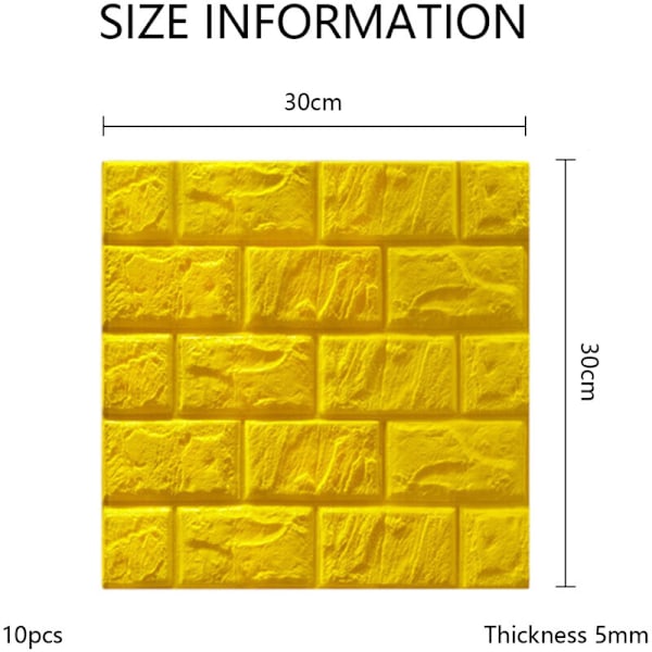 10 Pak 3D Vægpaneeler, 30cm Dækning, Printbare Selvklæbende Tapet med Vandafvisende PE Skumvægpaneeler Skræl og Klistre til Indendørs Vægdækning