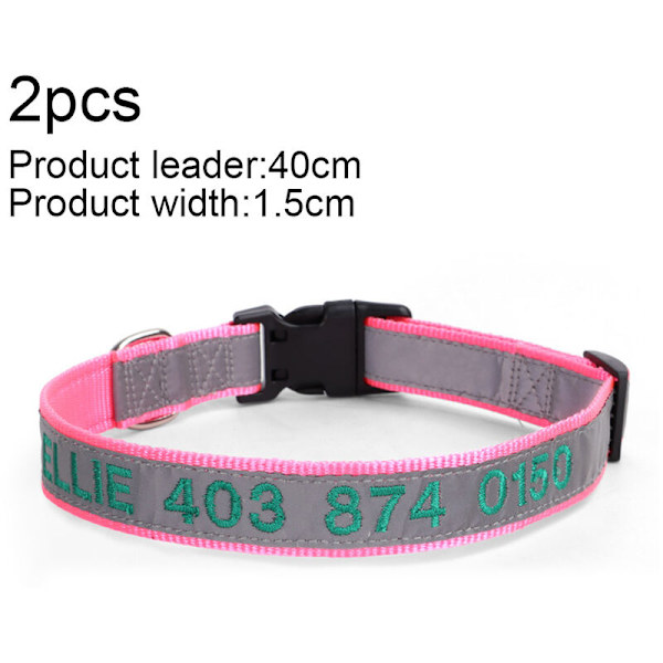 Personliga Reflekterande Hundhalsband, Graverade med Namn och Telefonnummer, Justerbar Hund Rosa+rosa