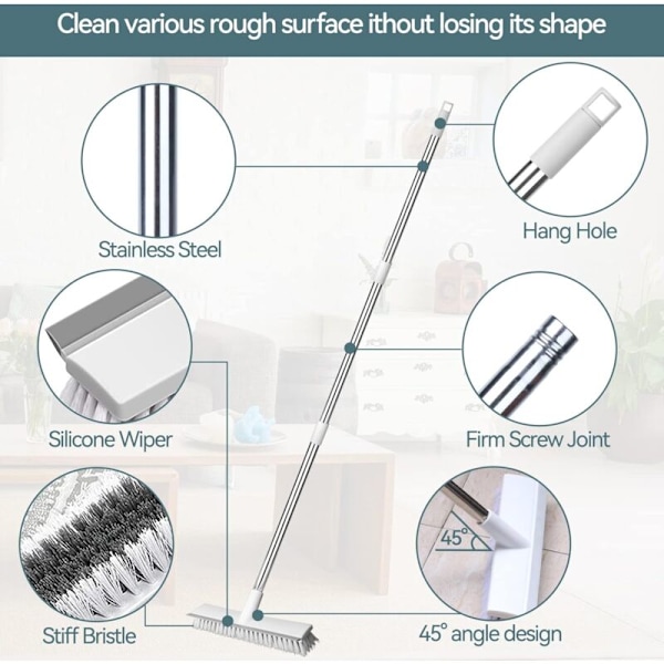 Squeegee Rengöringsborste 127Cm DeCarreaux Rengöringsborste, Borste Terrass Kök Golv, Badrum, Vägg Och Terrass