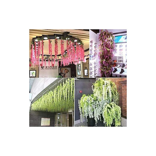 12 st 1,1 meter Konstgjorda Silke Wisteria Rankor Hängande Blomster Girlang Rep Hem Fest Bröllop - Peach