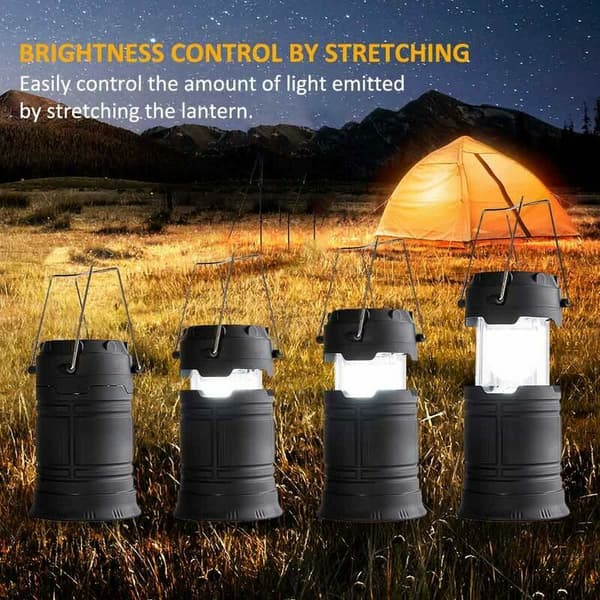 Solcelledrevet campinglys, USB-oppladbar, nødlys