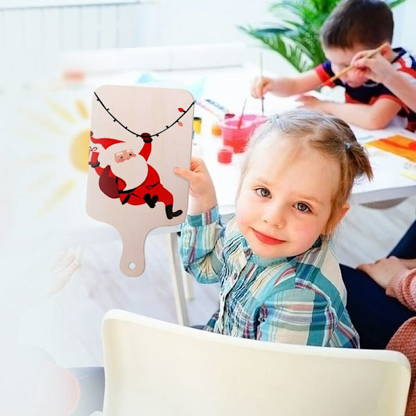 6 st Mini Jul Träskärbräda med Handtag Träpall Icke Rektangel Skärbräda Bricka Utskärningar