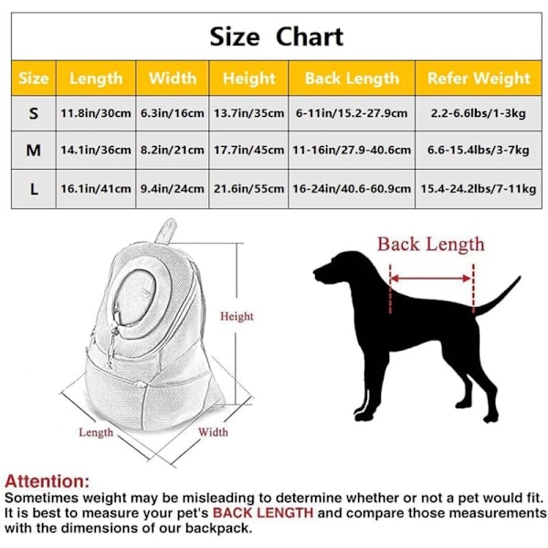 Hundebærer Rygsæk, Åndbar Vandafvisende Bund til Små Hunde, Katte, Hvalpe, Kæledyr, Justerbar Polstret Rygsæk til Vandreture, Udendørs Rejser-S