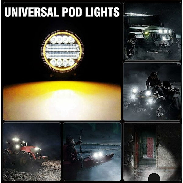 2x 4 tommers 200W LED arbeidslys Combo Spot Off Road Kjøring Amber Fog Lampe