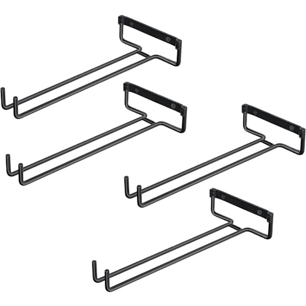 4 kpl Lasinripustimet Hyllyyn, Rauta Lasinpidin 4 Lasille, Seinäkiinnitettävä Viinilasiteline, Ylösalaisin Lasinpidin Viinikaappeihin, Baareihin