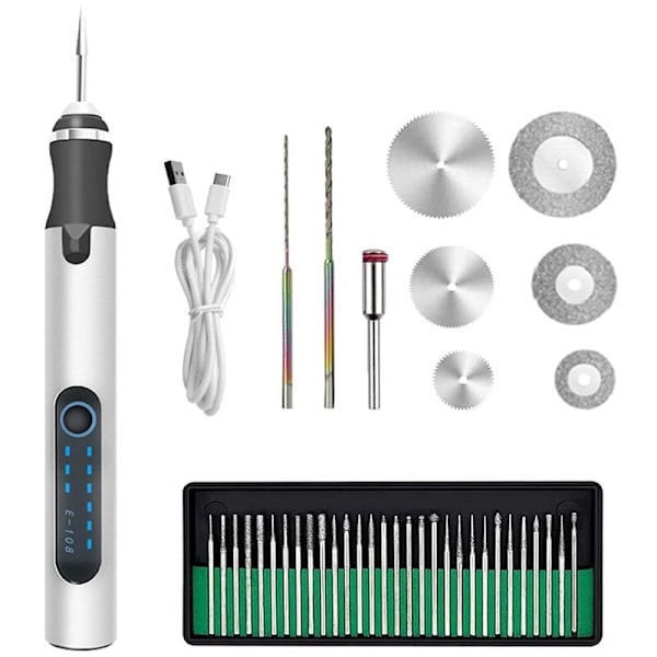 Sähköinen kaiverruskynä Mini Cordless Carving Pen 3 säädettävällä nopeudella Ladattavat kaiverruskoneet 300MAh