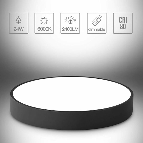 Taklampe, Moderne Ultra-Tynn Rund Led Flush Mount Taklamper Armaturer med Fjernkontroll 11,8 tommer Dimbar for Bad Soverom Stue