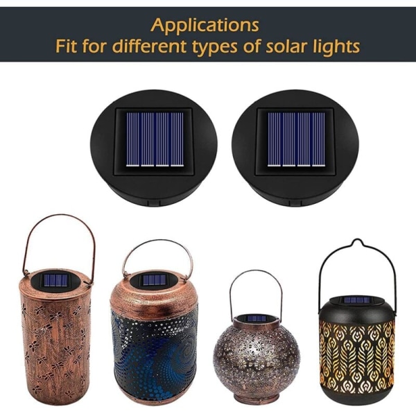 4 kpl LED-aurinkovalaisimen korvaavat yläosat Aurinkolyhty Aurinkopaneeli Käyttöinen Lyhtykannen Valot Ulkokäyttöön Polulle Pihalle