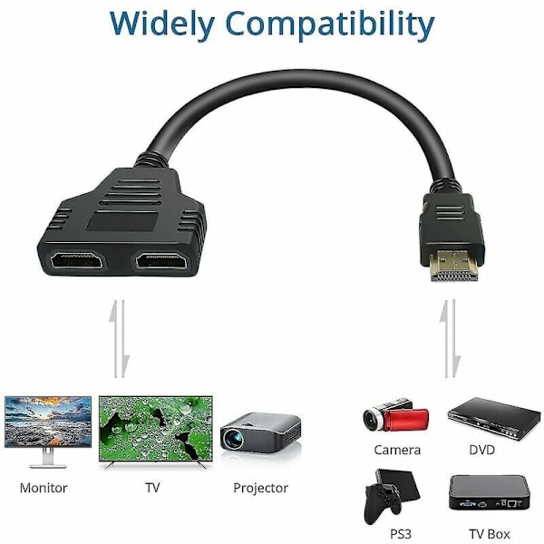 Hdmi-adapterkabeldelare Hdmi 1 in 2 ut Hdmi-hane