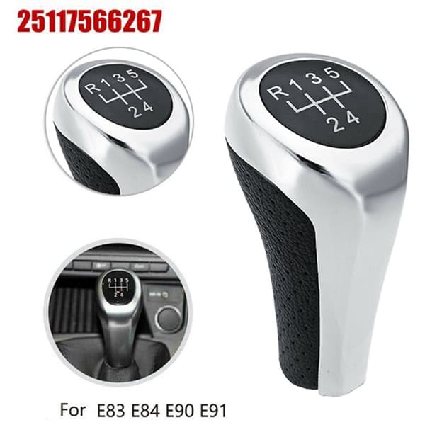 5-trinns girskiftknapp i krom PU-skinn for E90 E91 E60 X1 X3