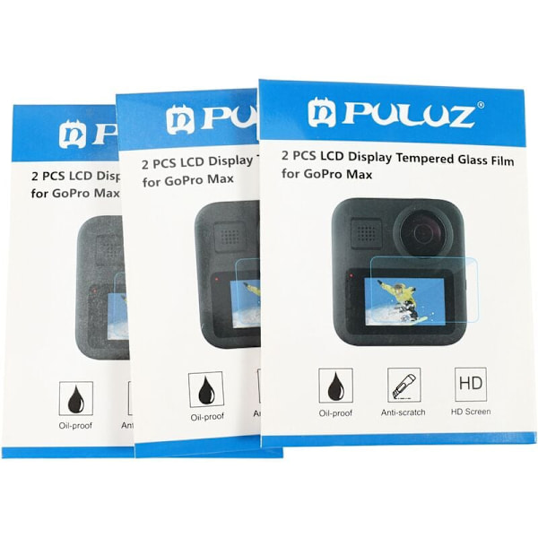 PULUZ 6 st serie för GoPro Max LCD-skärmskydd härdat glas filmskydd actionkamera tillbehör