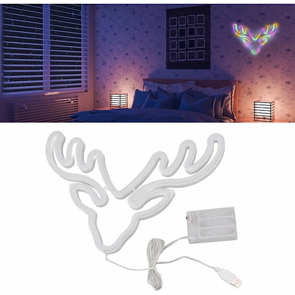 Neon LED-skylt USB-batteridriven Jul Semester Sovrum Väggdekor Ornament Färgglada Ljus