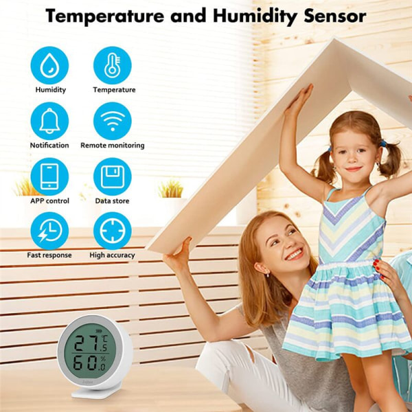 Temperatur- och fuktighetssensor, inomhus termometer med app-avisering för Al-Exa IFTTT