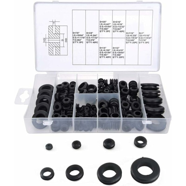 180pcs Boxed Rubber Grommet, Cable Sleeve, Thread Set