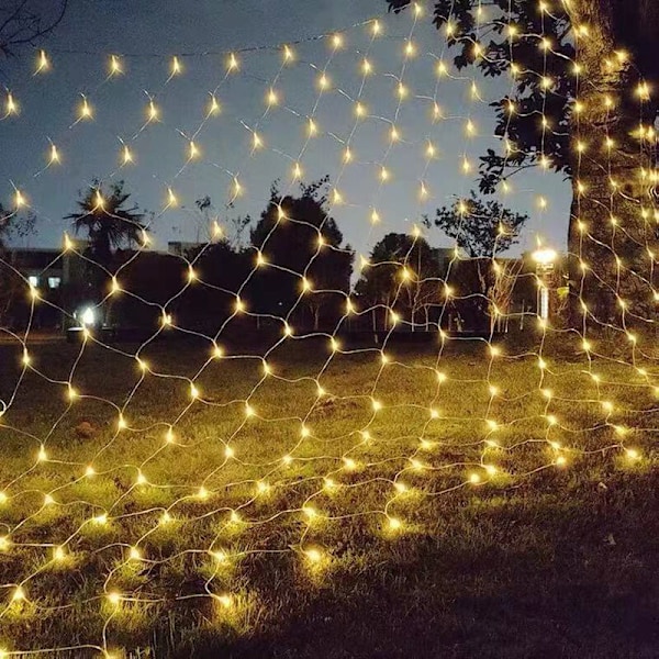 Netlys, 200 LED Netlys 3M x 2M 8 Tilstande Energi Vandafvisende, Dæmpbar til Soveværelse Jul Bryllup Fest Hjem Have, Varmt Hvidt