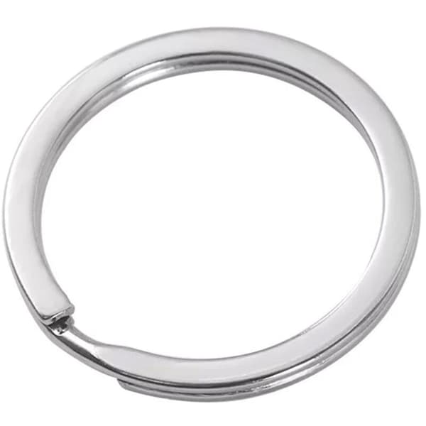 100 stk 304 rustfritt stål delt bil flat ring nøkkelring sølv 25mm
