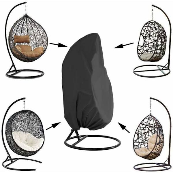 Hängande Stolöverdrag Trädgård Rattan Vicker Vattentätt Hängande Stolöverdrag Skyddande Överdrag för Äggstol Vatten- och Dammtåligt - 190 x 115cm (Svart