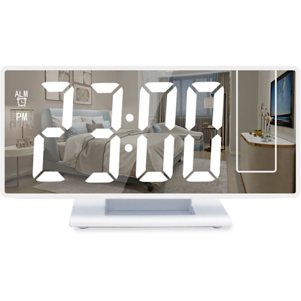 Digital väckarklocka, projektionsväckarklocka för tunga sömnare, digital klocka för sovrum med stor LED-display, 12/24H, USB-laddningsport, snooze