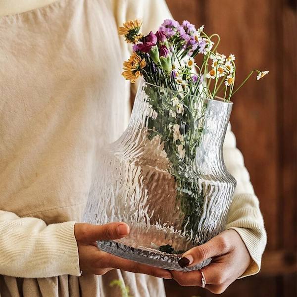 Nordisk glasblomvas Blomkruka Behållare Heminredning Kreativ transparent hydroponisk vas Bröllopsbordsdekoration - D