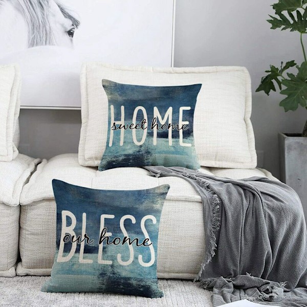 Vattenfärg Blommor Kuddfodral 18X18 Set om 4 Gårdshus Kuddar Dekorationer för Soffa Kuddfodral