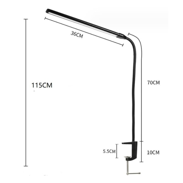 10W dimbar USB-skrivebordslampe med 3 moduser (kald/varm/naturlig) 10 lysstyrkenivåer LED-skrivebordslampe for kontor, utdanning, lesing, student, arbeid