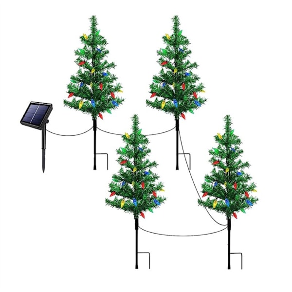 4-pack Små Solcellslampor för Julgran, Lykta, Mini Julgran med Utomhusdekorationer Veranda och Gård