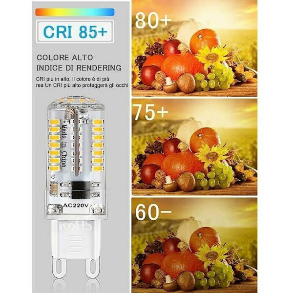 5-pack 3W G9 LED-lampa, 200LM, 3000K, Varmvit, Flimmerfri, Ej Dimbar, 360° Vinkel, Ersätter 40W G9 Halogenlampor