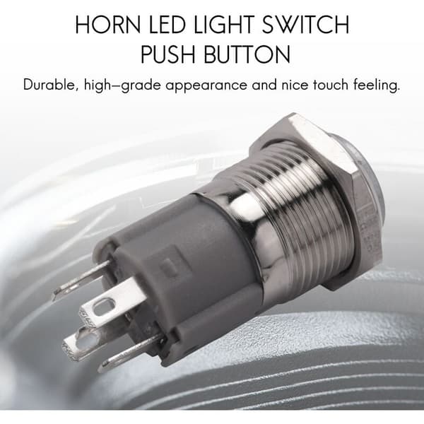 12V 16mm Bil LED Momentan Tryckknappsbrytare Blå