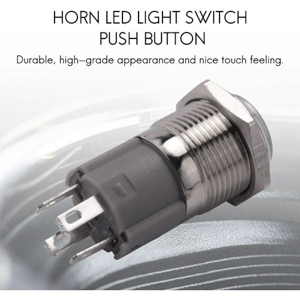 12V 16mm Bil LED Momentan Trykknappbryter Blå