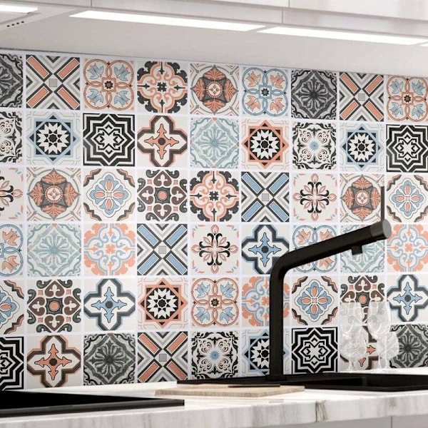 Självhäftande kakel tapet, 60 x 200 cm PVC modern stil självhäftande väggdekaler vattentät dekoration för köksskåp i för badrum och