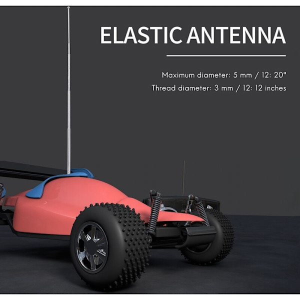 Ulkoisesti kierteitetty jatkoantenni RC-automalli 5 hopeaa 5 osaa 3mm