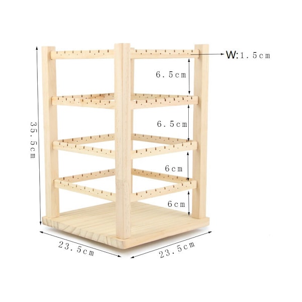 Roterende Øreringsholder og Organizer, Klassisk 4-lags Display, 96 Huller 112 Riller