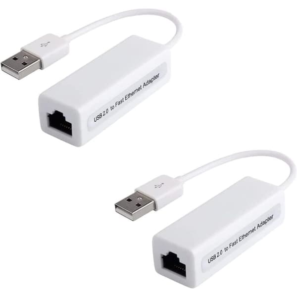 2-pack Gigabit Ethernet-nätverksadapter 100mb LAN USB 2.0 USB A till RJ45 PC Notebook Ultrabook Tablet Windows Mac -Vit (2, Vit)