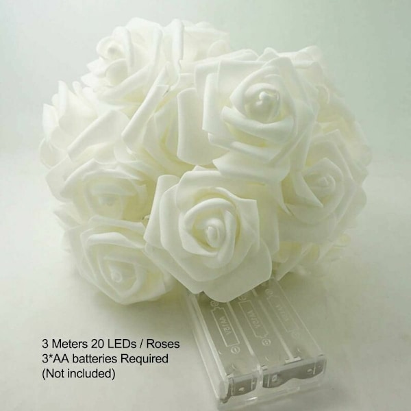 Luminous Rose 3M 20 LED-ljus Batteridriven Blomdekoration Romantisk Atmosfär för Inomhus Hem Trädgård Sovrum Bröllop Fest Alla hjärtans dag