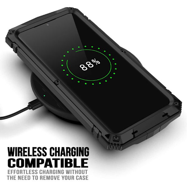Etui for Galaxy S21 plus 360 Full Metal + TPU Armor Stand for S21 + Svart Støtsikkert Etui