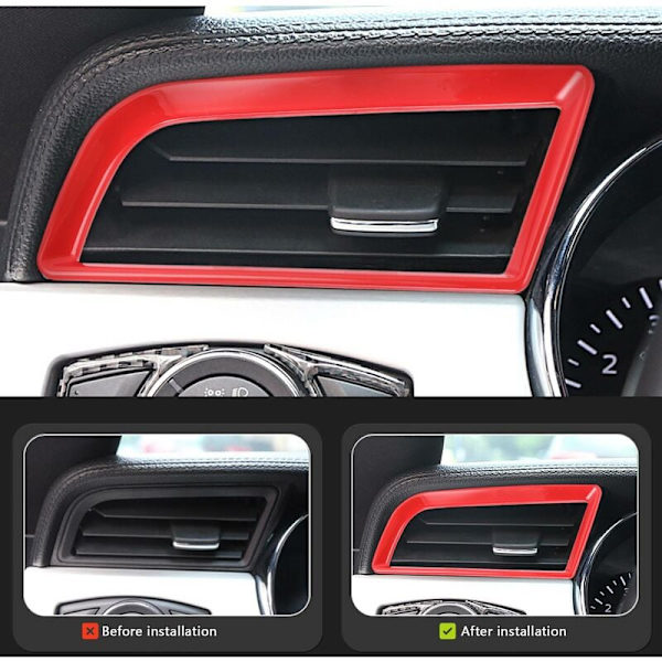 Interiørtilbehør Side Air Vent Trim Tilbehør Dashboard Side Air Outlet Panel for 2015-2017 (Gloss Red)