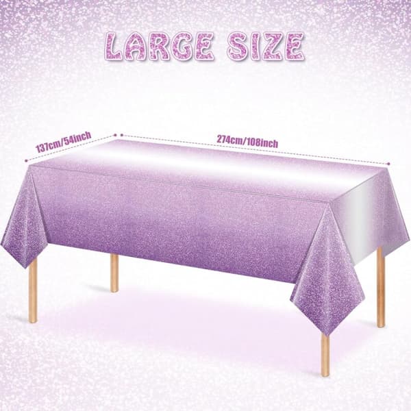 3 st gradient lila plastdukar för fester, gradient lila engångsborddukar för rektangulära bord 54 x 108 tum