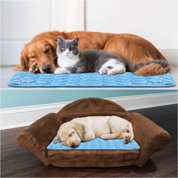 Hundekølemadras, Is Sølv Kølemadras, Åndbar Mesh Is Silke Selvventilerende Kæledyrsmadras Pude til Små og Mellemstore Hunde eller Katte XL-100×7