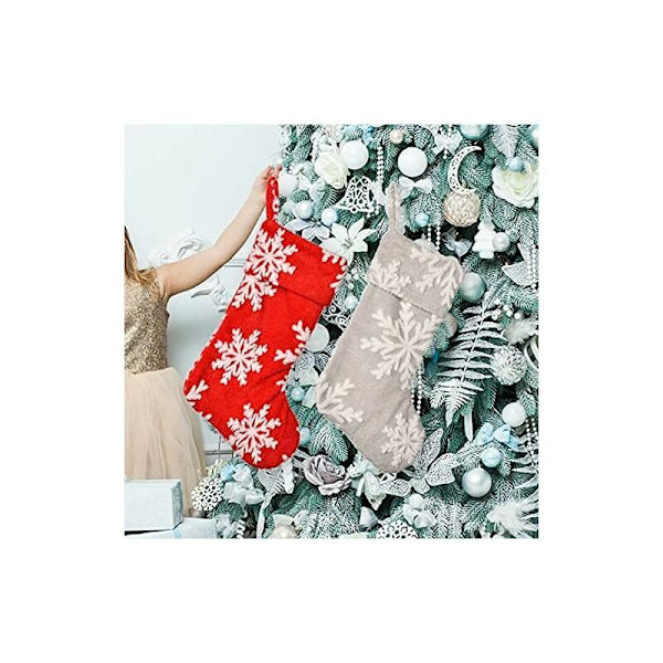 Julstrumpa Stor Julstrumpor Juldekoration Julstrumpa att hänga Julgåvopåse, Julstrumpor med snöflinga för jul