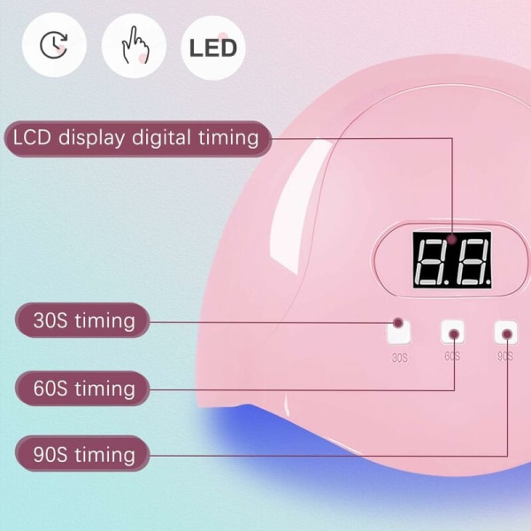 UV-neglelampe, 54W UV LED professionel automatisk negletørrer, hurtig tørring 3 timer, LCD-skærm, til semi-permanent gellak, gelneglemaskine til