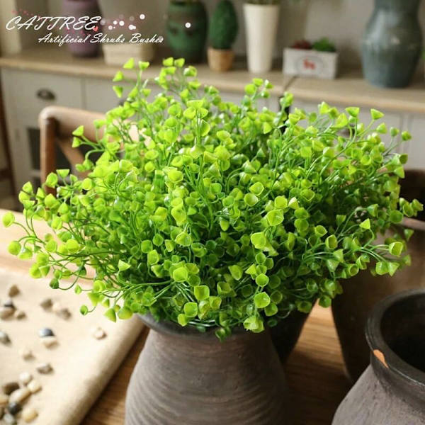 Kunstige Buske, Plastik Falske Grønne Planter Bryllup Indendørs Udendørs Hjem Have Veranda Køkken Kontor Bord Midtpunkter Arrangementer Chris