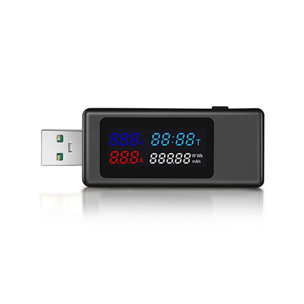 2X 6-i-1 USB-testare DC4-30V IPS Digital Display Spänning Effekt Tid Kapacitet Mätare Detektor för Ström, Spänning, Svart