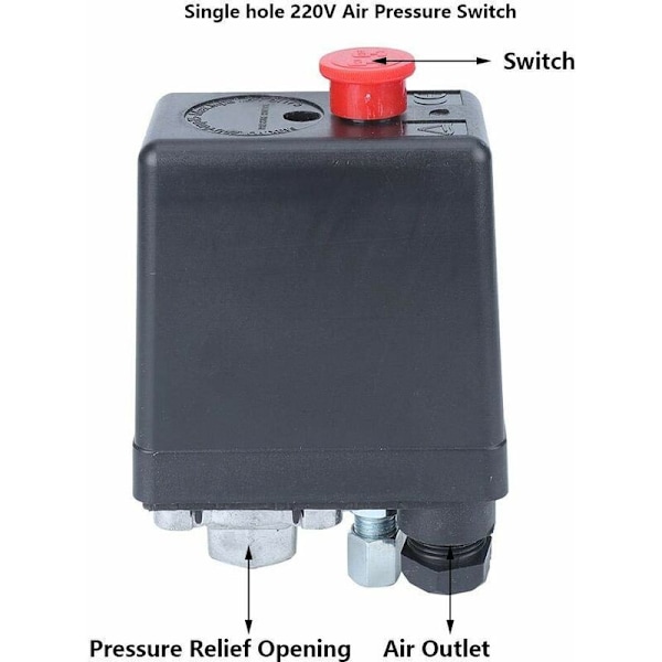 Trycksensor för luftkompressor, 72.5175psi, G1/4\", enkelhåls 220V för luftkompressorpumpstyrventil, tryckmätare