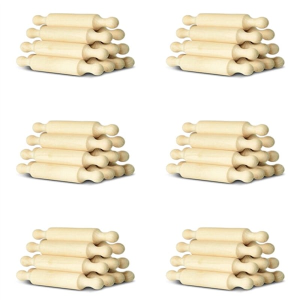 6X Mini Träkavel 6 Tum Lång Köksrulle Trädegkavel för Barn Fondant Pasta