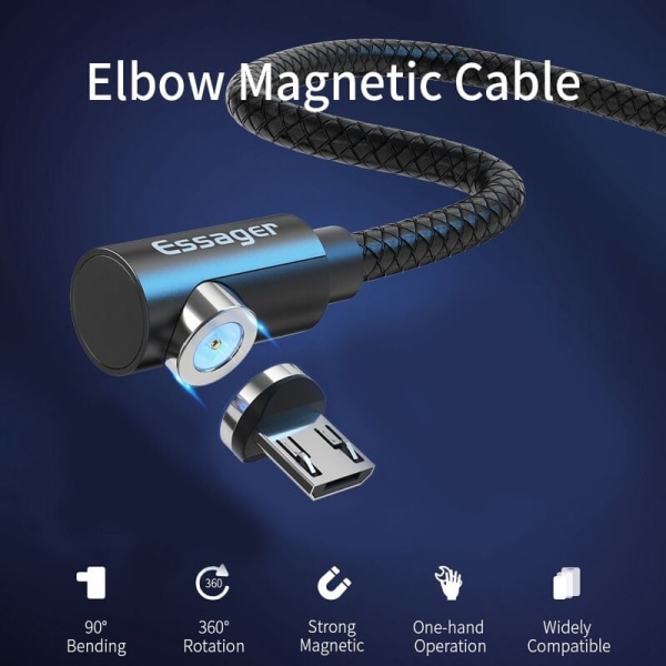 Magnetisk laddningskabel USB-kabel för Note 10 plus Bärbar magnetladdningskabel USB-kabel 2M
