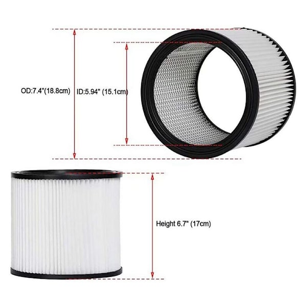 Imurin lisävaruste 5 gallonan vaihtokasettisuodattimelle 90304 Sopii 5 gallonan Shop VAC märkä- ja kuivaimurille