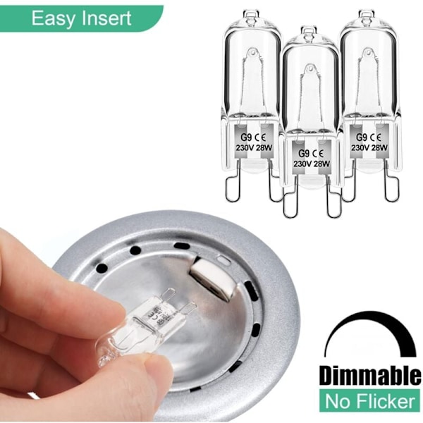 Sett med 4 G9 Halogenpærer til Ovn 25W 230V Pære med Toleranse på 300°C [Energiklasse G]