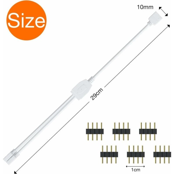 LED-stripekontaktsett, 2 stk. 4-pin LED-stripedeler 1 til 2 splitterkabel 4-pin kontakt for RGB LED-stripe 5050 3528 2835 DIY-tilbehør