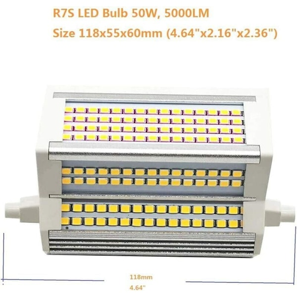 R7S LED Pære 50W Varmt Lys Dæmpbar 3000k Dobbelt Endet J118 J Type 118MM LED Floodlight 5000LM 500W Ækvivalent Halogen Gadelys 200 Grader Indo
