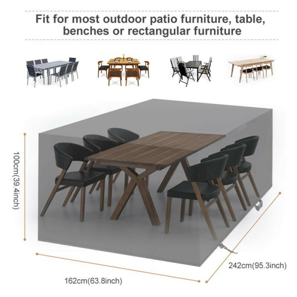 Havemøbelbetræk 210D Oxford 242 162 100cm Havemøbelbeskyttelsesbetræk Havebordsbetræk Vandtæt Havemøbelbetræk Modstandsdygtig over for